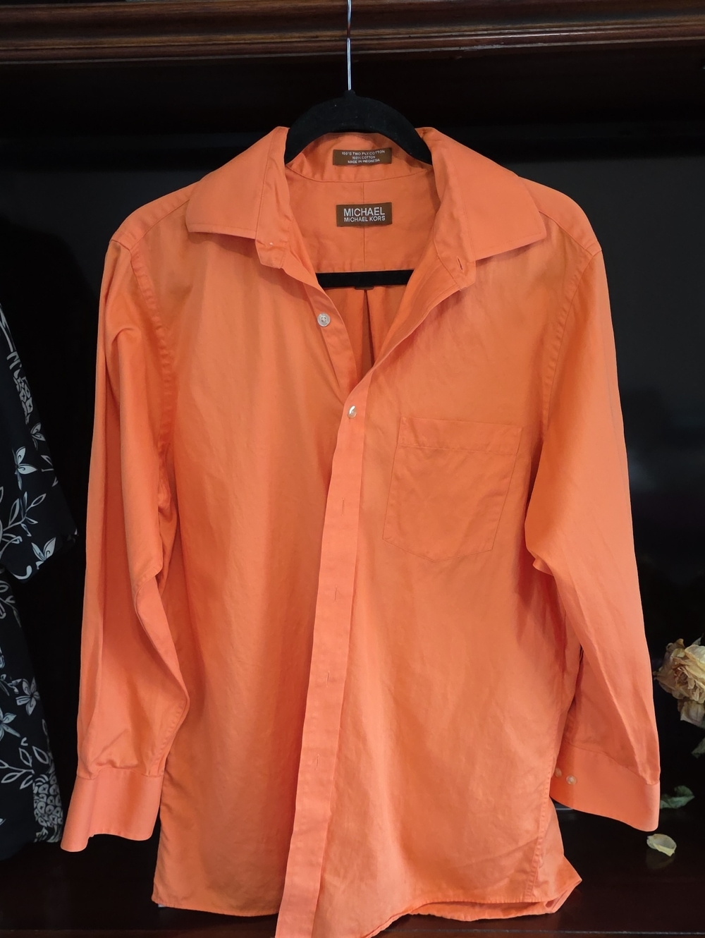 Michael Kors Men’s Orange Long-Sleeve Button-Up Shirt